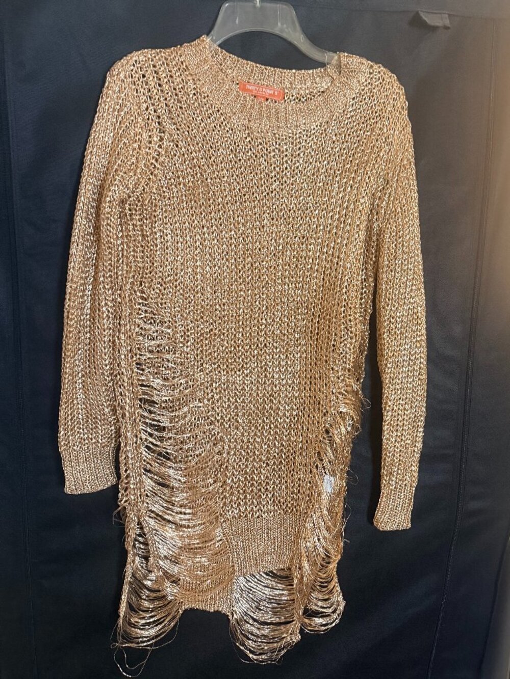 Distressed Metallic Gold Sweater